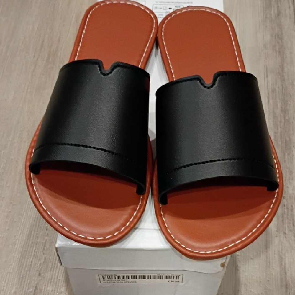 17. NIB Black Vegan Leather Women's Sandals